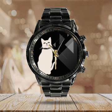 Discover I am better with cats, Funny gifts cats, cat mom, Calendar Steel Band Watch