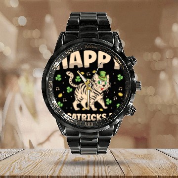Discover Happy St. Catricks Day Cat Lover St. Patricks Day Calendar Steel Band Watch