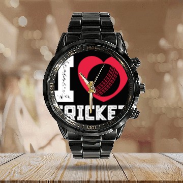 Discover I Love Heart Cricket Calendar Steel Band Watch