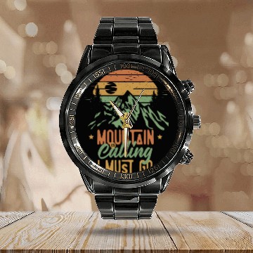 Discover Mountain Is Calling, I Must Go Calendar Steel Band Watch