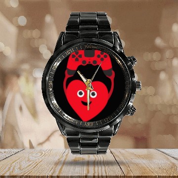 Discover gamer heart valentines day Calendar Steel Band Watch
