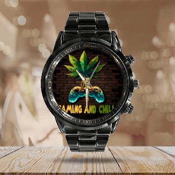 Discover Gaming and Chill Calendar Steel Band Watch