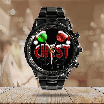 Discover Chest Nuts Christmas Funny Matching Couple Calendar Steel Band Watch