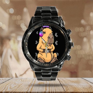 Discover Capybara Giant Cavy Rodent Gamer Gaming Greater Calendar Steel Band Watch