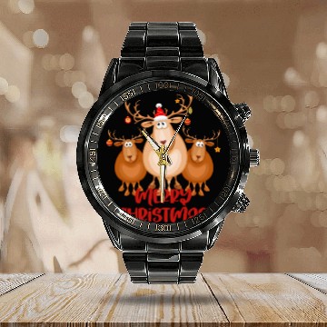 Discover MERRY CHRISTMAS SIMPLE RED AND GOLD MODERN HOLIDAY Calendar Steel Band Watch
