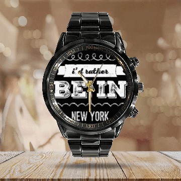Discover I'd rather be in New York City taxi Broadway Wall Calendar Steel Band Watch