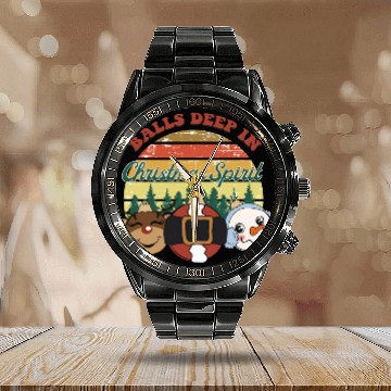 Discover christmas spirit sublimation Calendar Steel Band Watch