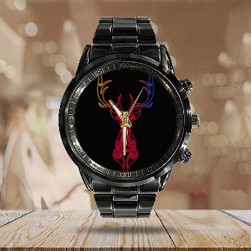 Discover elk tribal Calendar Steel Band Watch