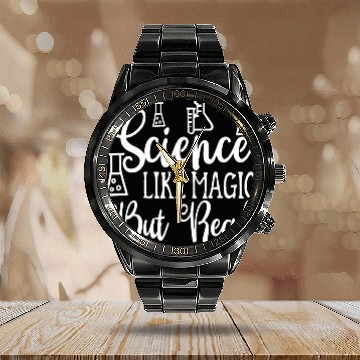 Discover Science Like Magic Nerd Geek Teacher Student Gifts Calendar Steel Band Watch