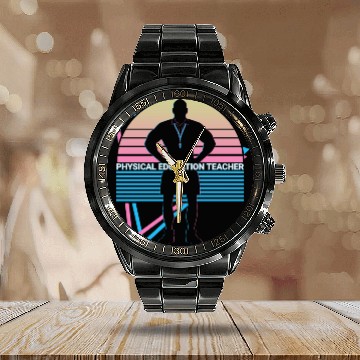 Discover Physical Education Teacher PE Teacher Retro Calendar Steel Band Watch