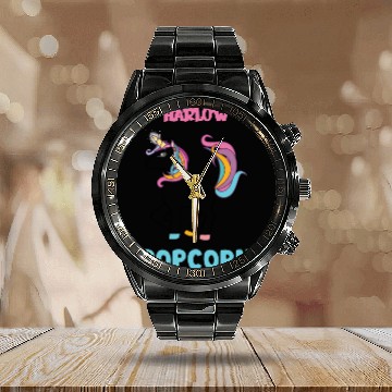Discover Harlow And Popcorn Merch Popcorn The Pony Calendar Steel Band Watch