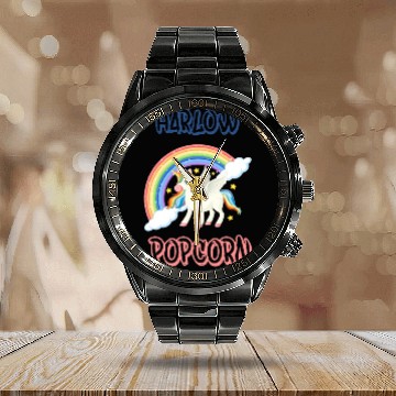 Discover Harlow And Popcorn Merch Popcorn The Pony Calendar Steel Band Watch