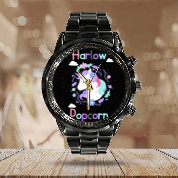 Discover Harlow And Popcorn Merch Popcorn The Pony Calendar Steel Band Watch