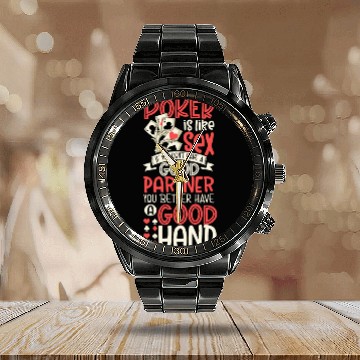 Discover Poker Casino Poker Player Gambling Roulette Calendar Steel Band Watch