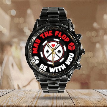 Discover Poker Casino Poker Player Gambling Roulette Calendar Steel Band Watch