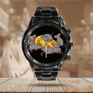 Discover Cute Rats Cheese Lover Funny Rat Calendar Steel Band Watch