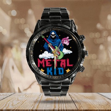 Discover Grim Bone Unicorn Rainbow Metal Rock Metal Kid Calendar Steel Band Watch