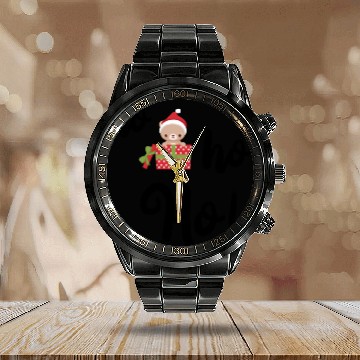 Discover ho ho ho Christmas Bear Calendar Steel Band Watch