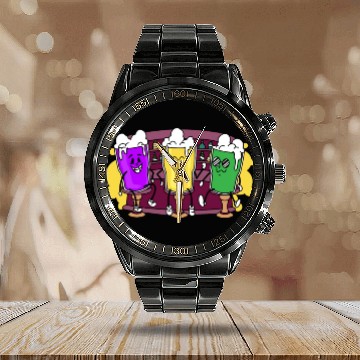 Discover Beer Drinker Mardi Gras New Orleans Louisiana Calendar Steel Band Watch