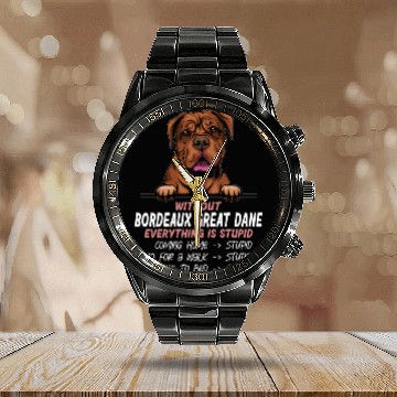 Discover Without Great Dane everything is stupid dog friend Calendar Steel Band Watch