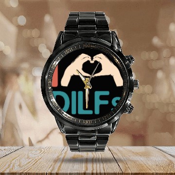 Discover I Love Dilfs Vintage Funny Gift for Incredibly Calendar Steel Band Watch
