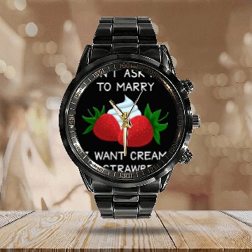 Discover Relationship Status Funny Single Strawberry Lover Calendar Steel Band Watch