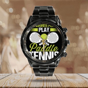 Discover Paddle Tennis Player Match My favorite People Calendar Steel Band Watch