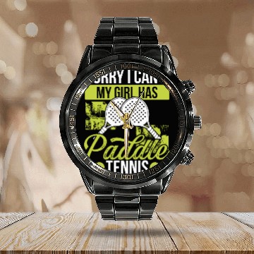 Discover Paddle Tennis Player Match Dad Fathers Day Papa Calendar Steel Band Watch