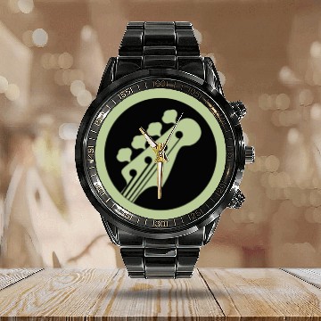 Discover bass guitar green sign Calendar Steel Band Watch