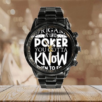 Discover Poker Casino Poker Player Gambling Roulette Gift Calendar Steel Band Watch