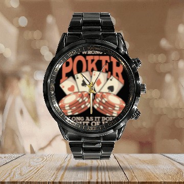 Discover Poker Casino Poker Player Gambling Roulette Calendar Steel Band Watch