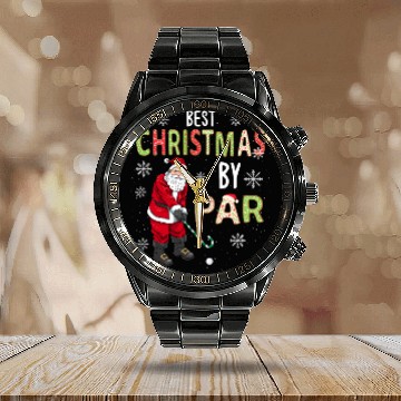 Discover Golf Santa Claus Pun Golfer Gift Golfing Calendar Steel Band Watch