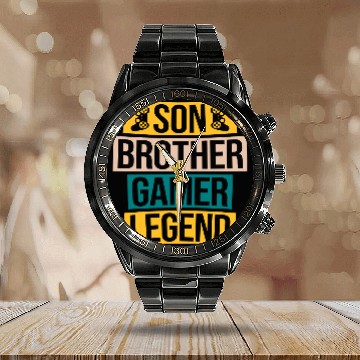 Discover son brother gamer legend Calendar Steel Band Watch
