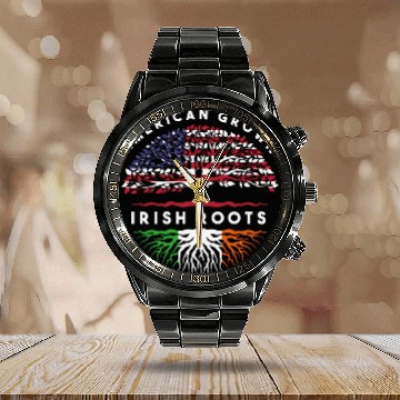 Discover Usa Pride Irish Roots Ireland Calendar Steel Band Watch