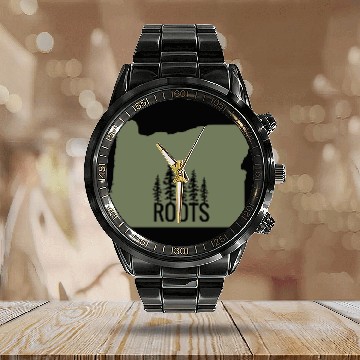 Discover Oregon State Roots Green Calendar Steel Band Watch