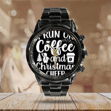 Discover I Run On Coffee And Christmas Cheer Xmas Caffeine Calendar Steel Band Watch