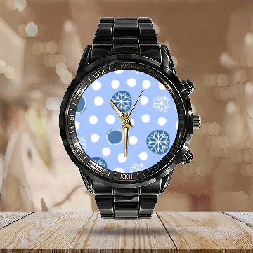 Discover Winter Snowflakes Pattern Calendar Steel Band Watch