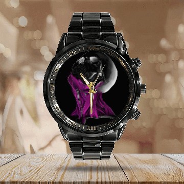Discover Synthwave Skull Calendar Steel Band Watch