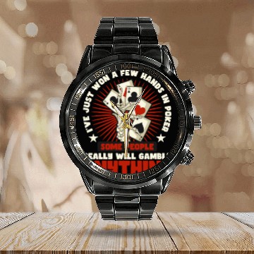 Discover Poker Casino Poker Player Gambling Roulette Gift Calendar Steel Band Watch