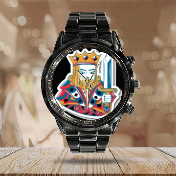 Discover Playing card style Calendar Steel Band Watch