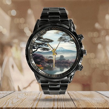 Discover Japan nature scenery Calendar Steel Band Watch
