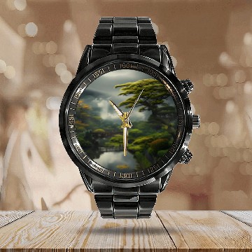 Discover Wild Japanese nature Calendar Steel Band Watch