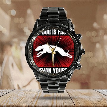 Discover Greyhound Racing Dog Pet Race Animal Racer Calendar Steel Band Watch
