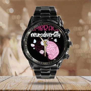 Discover embrace neurodiversity - Embrace ADHD Autism ASD. Calendar Steel Band Watch