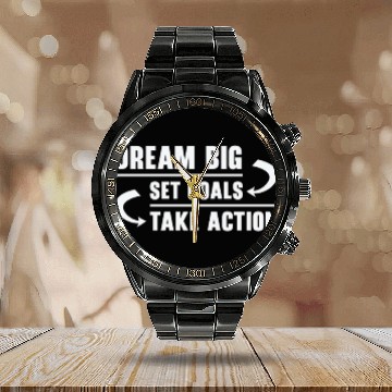 Discover Goal Life Quotes Positive Message Motivational Calendar Steel Band Watch