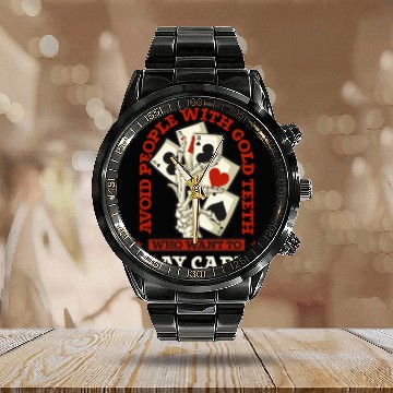 Discover Poker Casino Poker Player Gambling Roulette Gift Calendar Steel Band Watch