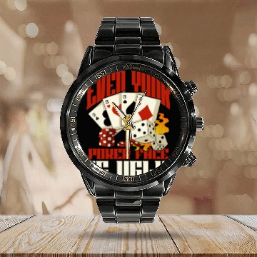 Discover Poker Casino Poker Player Gambling Roulette Gift Calendar Steel Band Watch