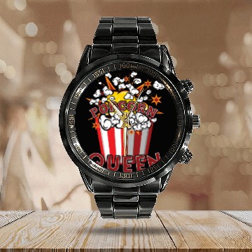 Discover Movie Watching Cinema Popcorn Binge Watching Calendar Steel Band Watch