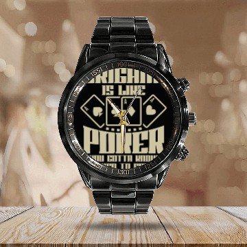 Discover Poker Casino Poker Player Gambling Roulette Gift Calendar Steel Band Watch