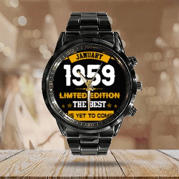 Discover January 1959 Birthday Surprise Calendar Steel Band Watch